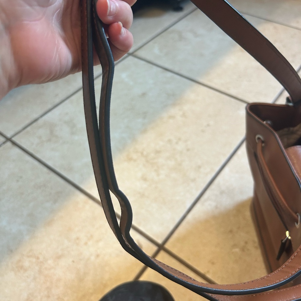 CHAPS Mini Bucket Bag - Brown Crossbody Tote - Picture 4 of 12